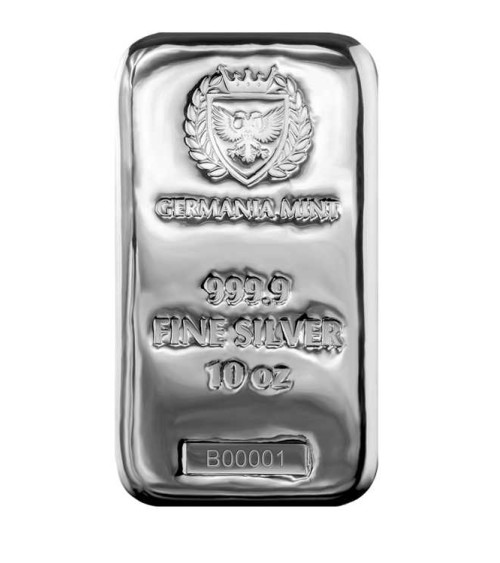 Silver bar Ag999.9 Germania Mint - 10 oz cast bar