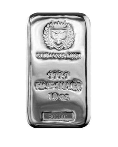 Silver bar Ag999.9 Germania Mint - 10 oz cast bar