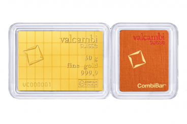 Gold bar Au999.9 Valcambi - 50x1 g CombiBar - uszkodzony Certipack