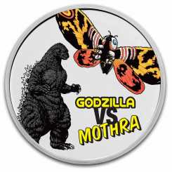 Niue 2023 - Godzilla vs Monsters - Godzilla vs Mothra Ag999 2 oz Colorized