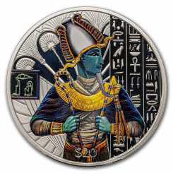 Sierra Leone 2023 - Egyptian Gods - Osiris Ag999 2oz Colorized
