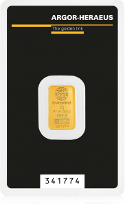 Gold bar Au999.9 Heraeus/Argor-Heraeus - 2 g