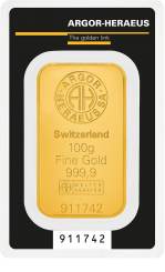 Gold bar Au999,9 Heraeus / Argor-Heraeus 100g