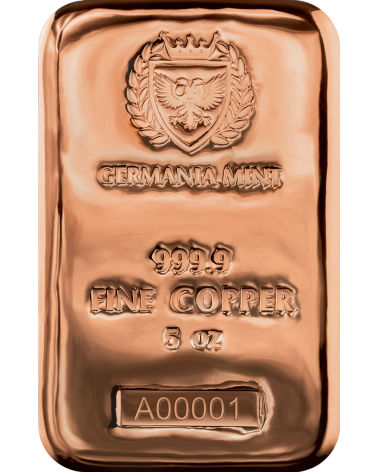 Germania Mint - 5 oz Cu 999.9 Cast Bar