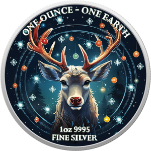 Fiji 2022 - Earth Ag 999.5 1oz Reindeer